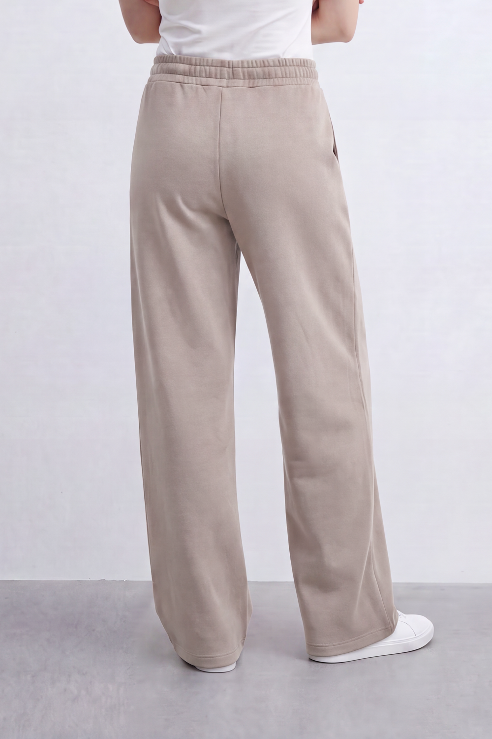 Women’s Tomato Store Air Column Wide Sweatpants Washed Plain Surface Front Seam Lines Elastic Waist Side Pockets Relaxed