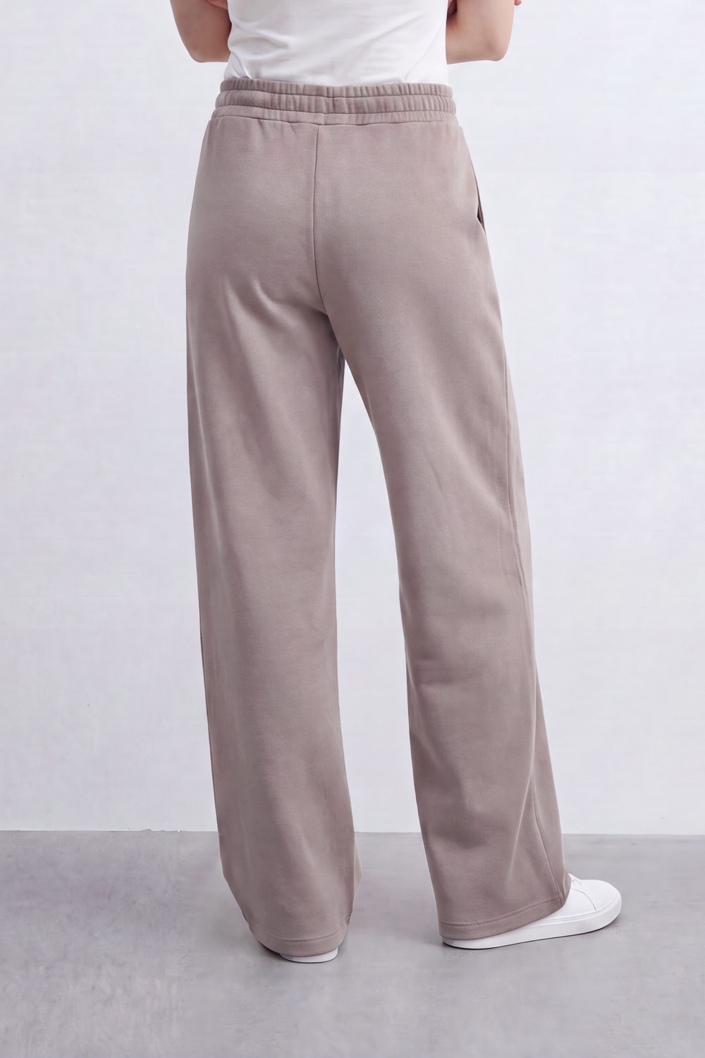 Women’s Tomato Store Air Column Wide Sweatpants Washed Plain Surface Front Seam Lines Elastic Waist Side Pockets Relaxed