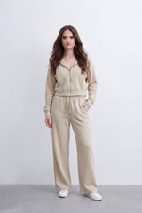 Women's Tomato Store Soft Brushed Knit Co-Ord Set Zip-Front Detail Drawstring Waist