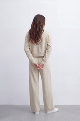 Women's Tomato Store Soft Brushed Knit Co-Ord Set Zip-Front Detail Drawstring Waist