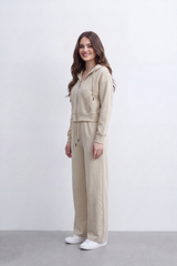 Women's Tomato Store Soft Brushed Knit Co-Ord Set Zip-Front Detail Drawstring Waist