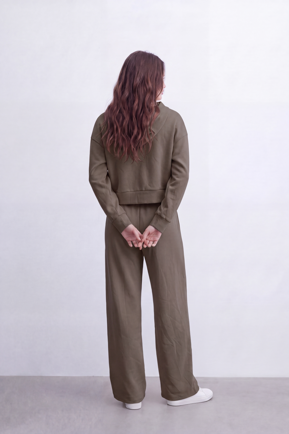 Women's Tomato Store Soft Brushed Knit Co-Ord Set Zip-Front Detail Drawstring Waist