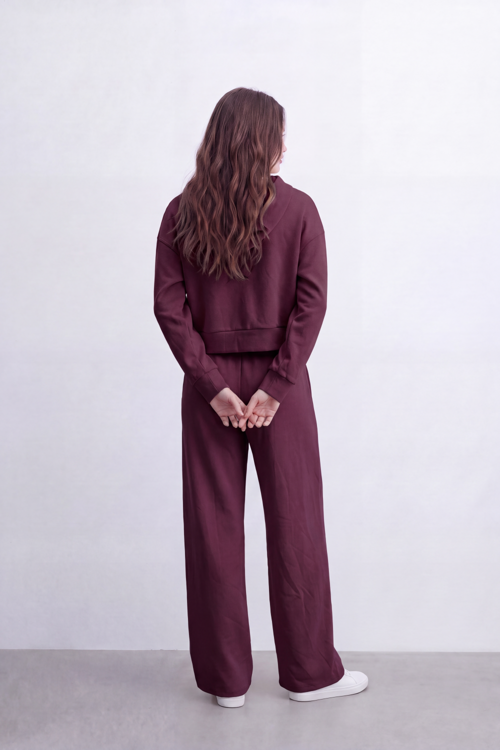 Women's Tomato Store Soft Brushed Knit Co-Ord Set Zip-Front Detail Drawstring Waist