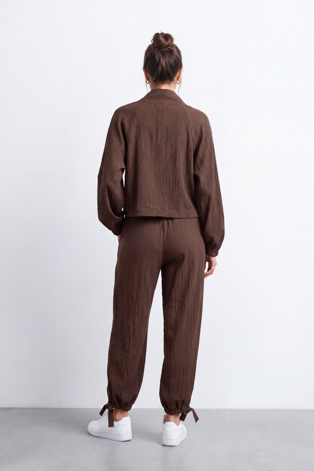 Women's Tomato Store Winter Textured Co-Ord Set Zip Front Long Sleeve Design Outfit