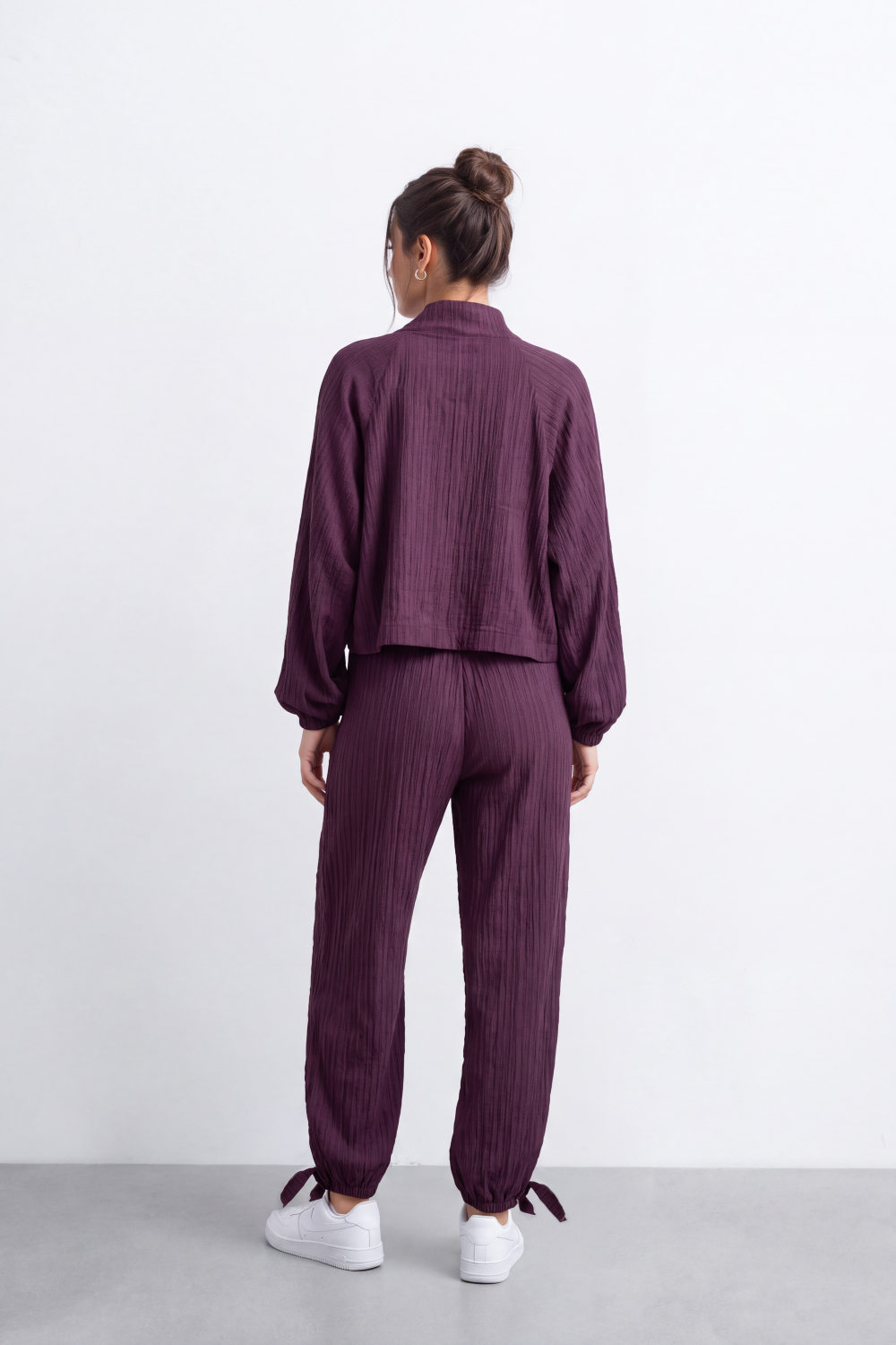 Women's Tomato Store Winter Textured Co-Ord Set Zip Front Long Sleeve Design Outfit