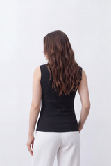 Women's Tomato Store Ribbed Tank Top Clean Sleeveless Design High Crew Neck T-Shirt