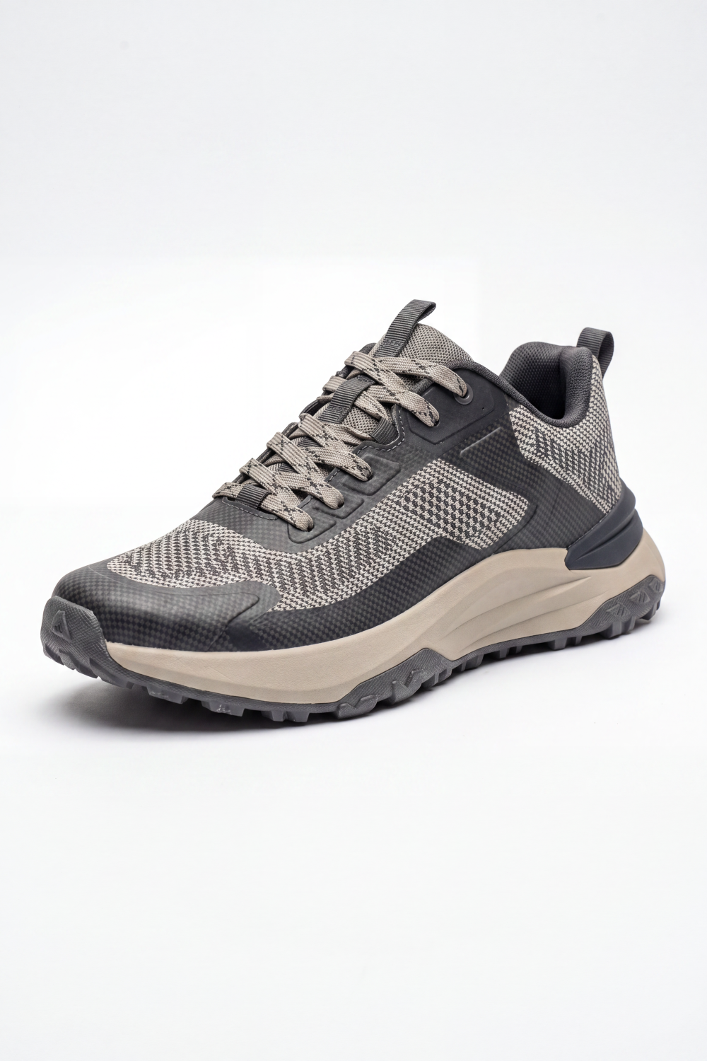 Men's Tomato Store Asphalt Trail Sneakers Digital Grid Surface Wrapped Dynamic Wave Panels Speckled Raised Sole Rugged Grip Bigsize Duck Shoes