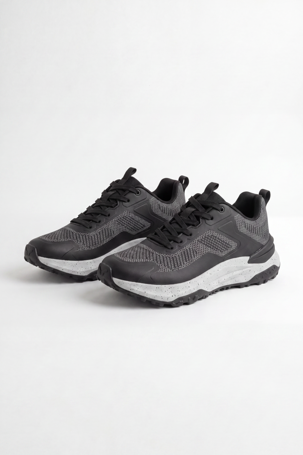 Men's Tomato Store Asphalt Trail Sneakers Digital Grid Surface Wrapped Dynamic Wave Panels Speckled Raised Sole Rugged Grip Big size Duck Shoes