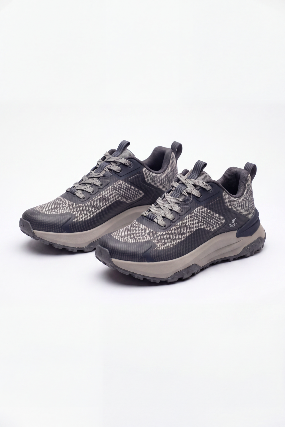 Men's Tomato Store Grid Trek Sneakers Pixel Grid Upper Texture Framed By Sculpted Wave Panels Rugged Lug Sole Duck Shoes