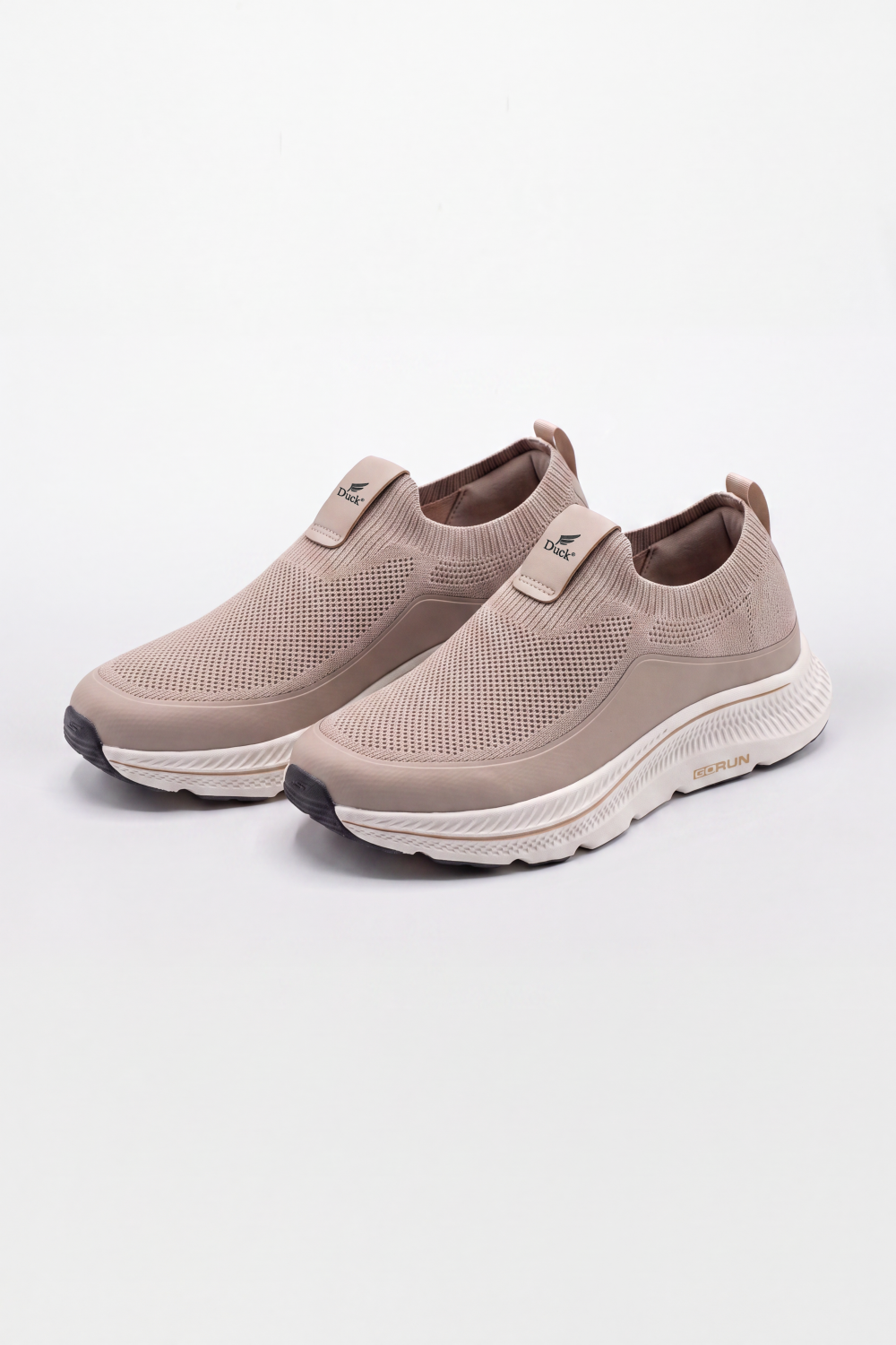 Men's Tomato Store Easy Step Slip On Sneakers Breathable Grid Texture Across The Upper Smooth Side Panels Logo Tongue Patch Pull Tab Detail Duck Shoes