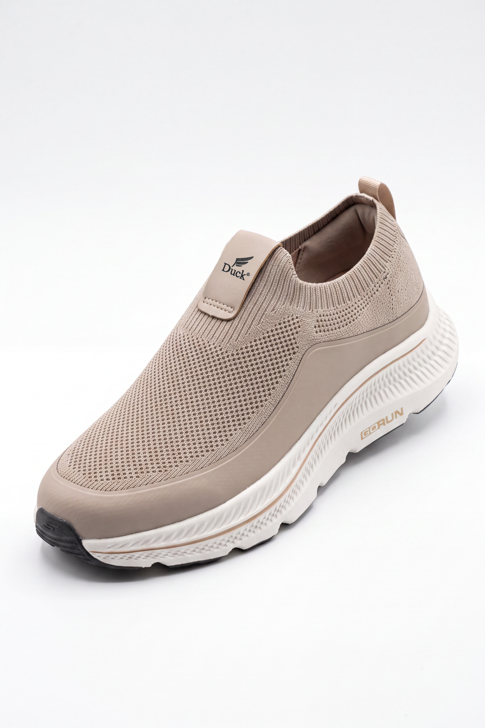 Men's Tomato Store Easy Step Slip On Sneakers Breathable Grid Texture Across The Upper Smooth Side Panels Logo Tongue Patch Pull Tab Detail Duck Shoes