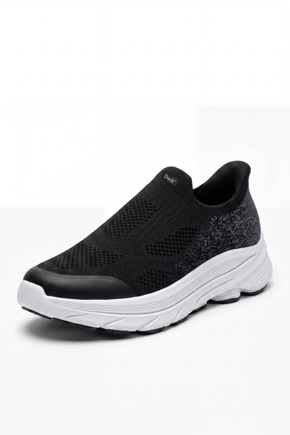 Men's Tomato Store Shadow Slip On Sneakers Sock Like Upper Covered In Perforated Grid Texture Smooth Toe Guard Speckled Heel Effect Pull Tab Detail Duck Shoes