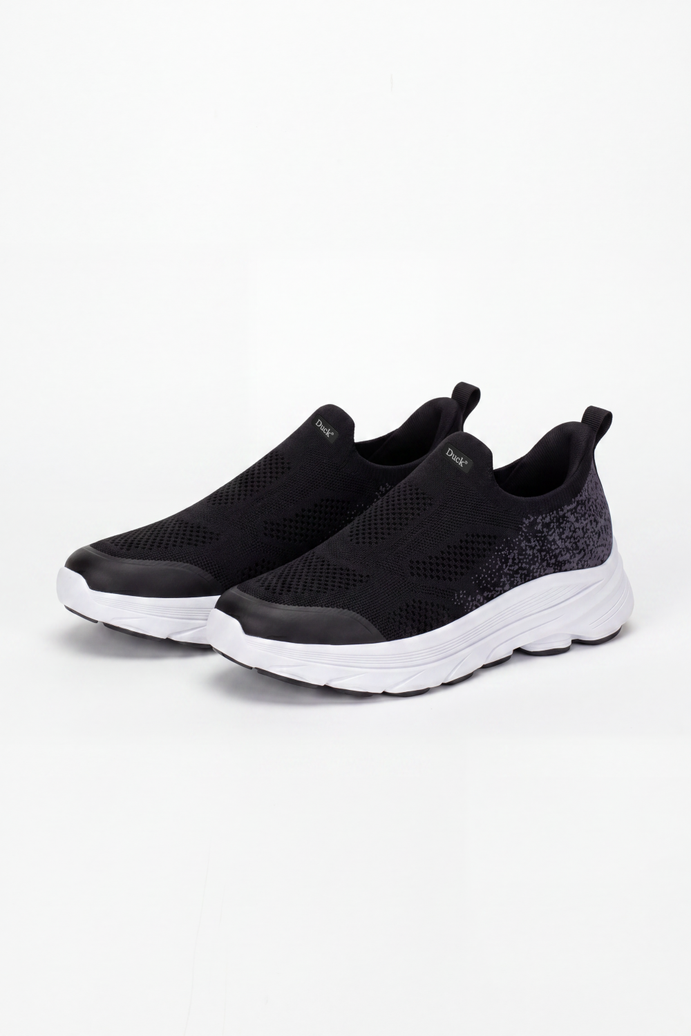 Men's Tomato Store Shadow Slip On Sneakers Sock Like Upper Covered In Perforated Grid Texture Smooth Toe Guard Speckled Heel Effect Pull Tab Detail Duck Shoes