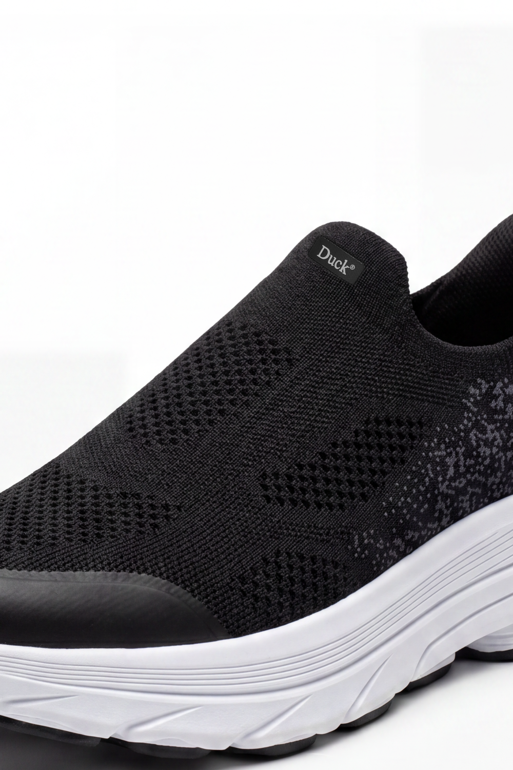 Men's Tomato Store Shadow Slip On Sneakers Sock Like Upper Covered In Perforated Grid Texture Smooth Toe Guard Speckled Heel Effect Pull Tab Detail Duck Shoes