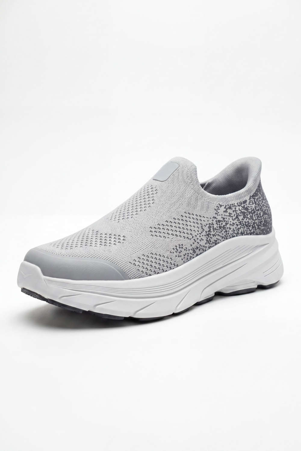 Men's Tomato Store Shadow Slip On Sneakers Sock Like Upper Covered In Perforated Grid Texture Smooth Toe Guard Speckled Heel Effect Pull Tab Detail Duck Shoes