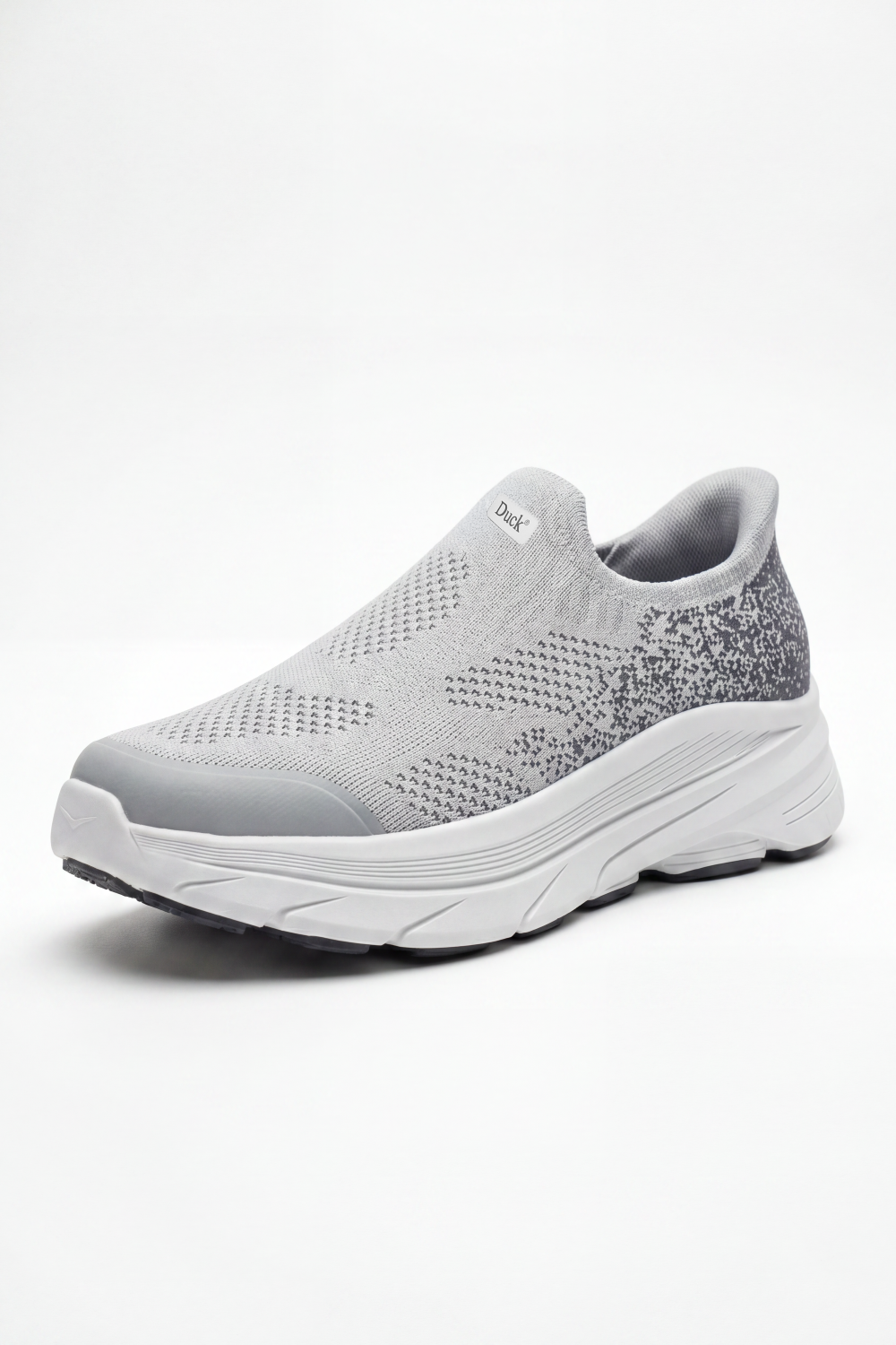 Men's Tomato Store Shadow Slip On Sneakers Sock Like Upper Covered In Perforated Grid Texture Smooth Toe Guard Speckled Heel Effect Pull Tab Detail Duck Shoes