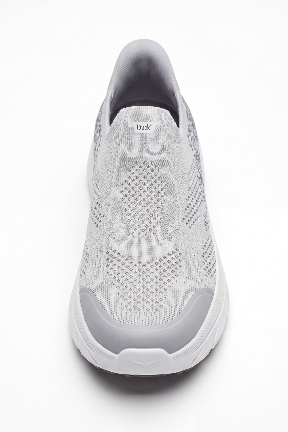 Men's Tomato Store Shadow Slip On Sneakers Sock Like Upper Covered In Perforated Grid Texture Smooth Toe Guard Speckled Heel Effect Pull Tab Detail Duck Shoes