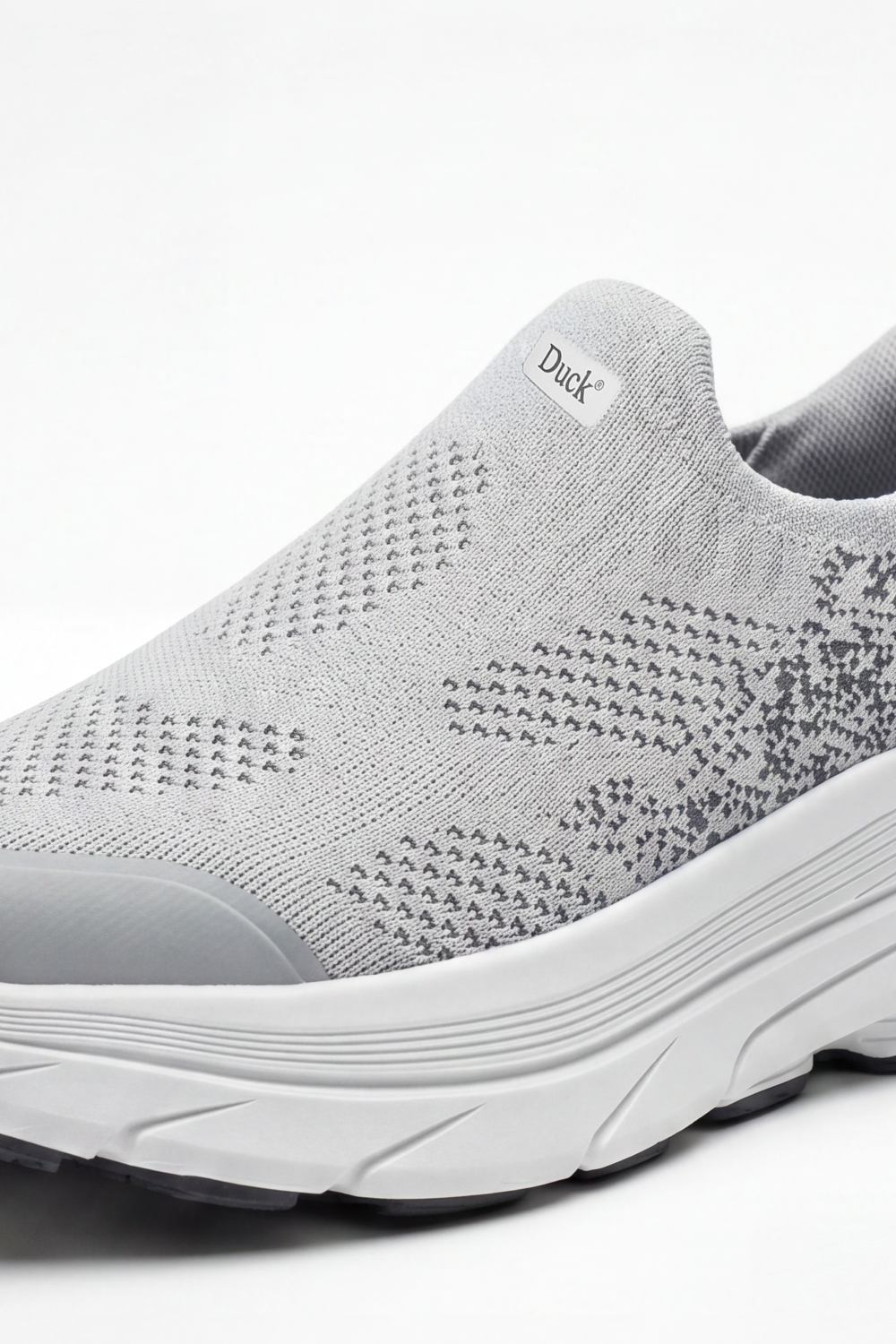 Men's Tomato Store Shadow Slip On Sneakers Sock Like Upper Covered In Perforated Grid Texture Smooth Toe Guard Speckled Heel Effect Pull Tab Detail Duck Shoes