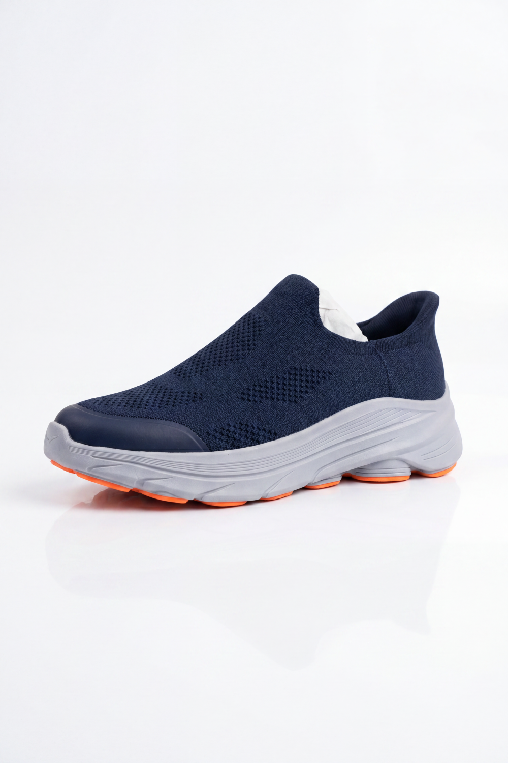 Men's Tomato Store Shadow Slip On Sneakers Sock Like Upper Covered In Perforated Grid Texture Smooth Toe Guard Speckled Heel Effect Pull Tab Detail Duck Shoes