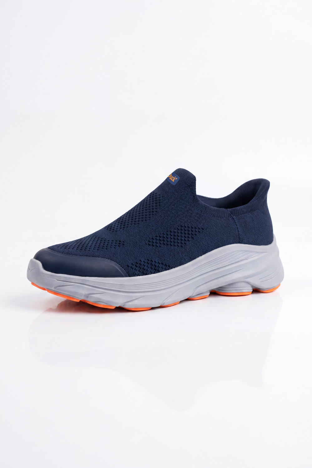 Men's Tomato Store Shadow Slip On Sneakers Sock Like Upper Covered In Perforated Grid Texture Smooth Toe Guard Speckled Heel Effect Pull Tab Detail Duck Shoes