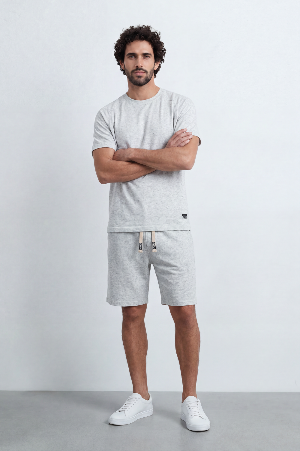 Men’s Tomato Store Nomad Grain Co-Ord Set Hazy Slub Texture Across The Full Look Small Side Label Drawcord Waist Relaxed Outfit
