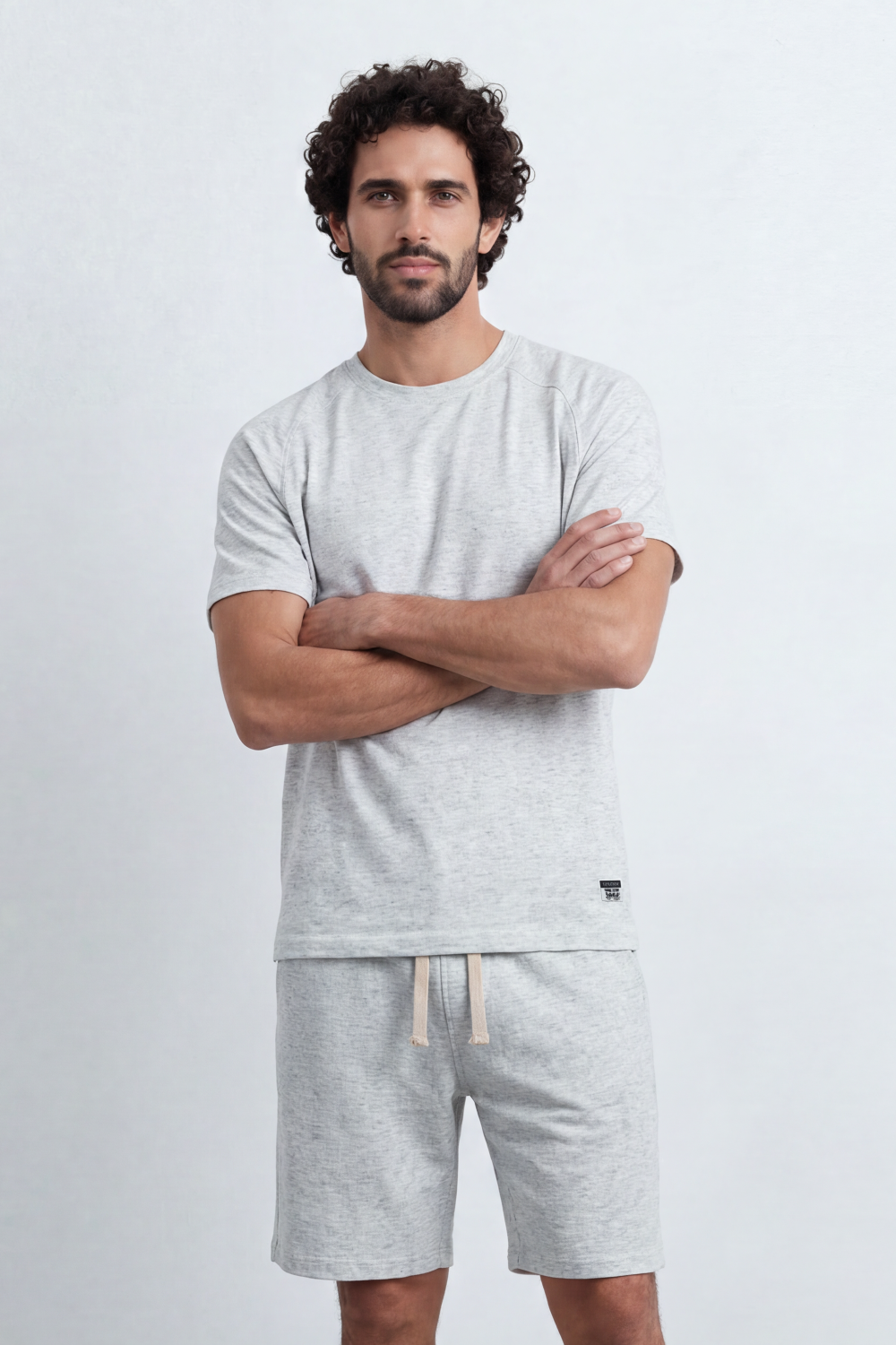 Men’s Tomato Store Nomad Grain Co-Ord Set Hazy Slub Texture Across The Full Look Small Side Label Drawcord Waist Relaxed Outfit