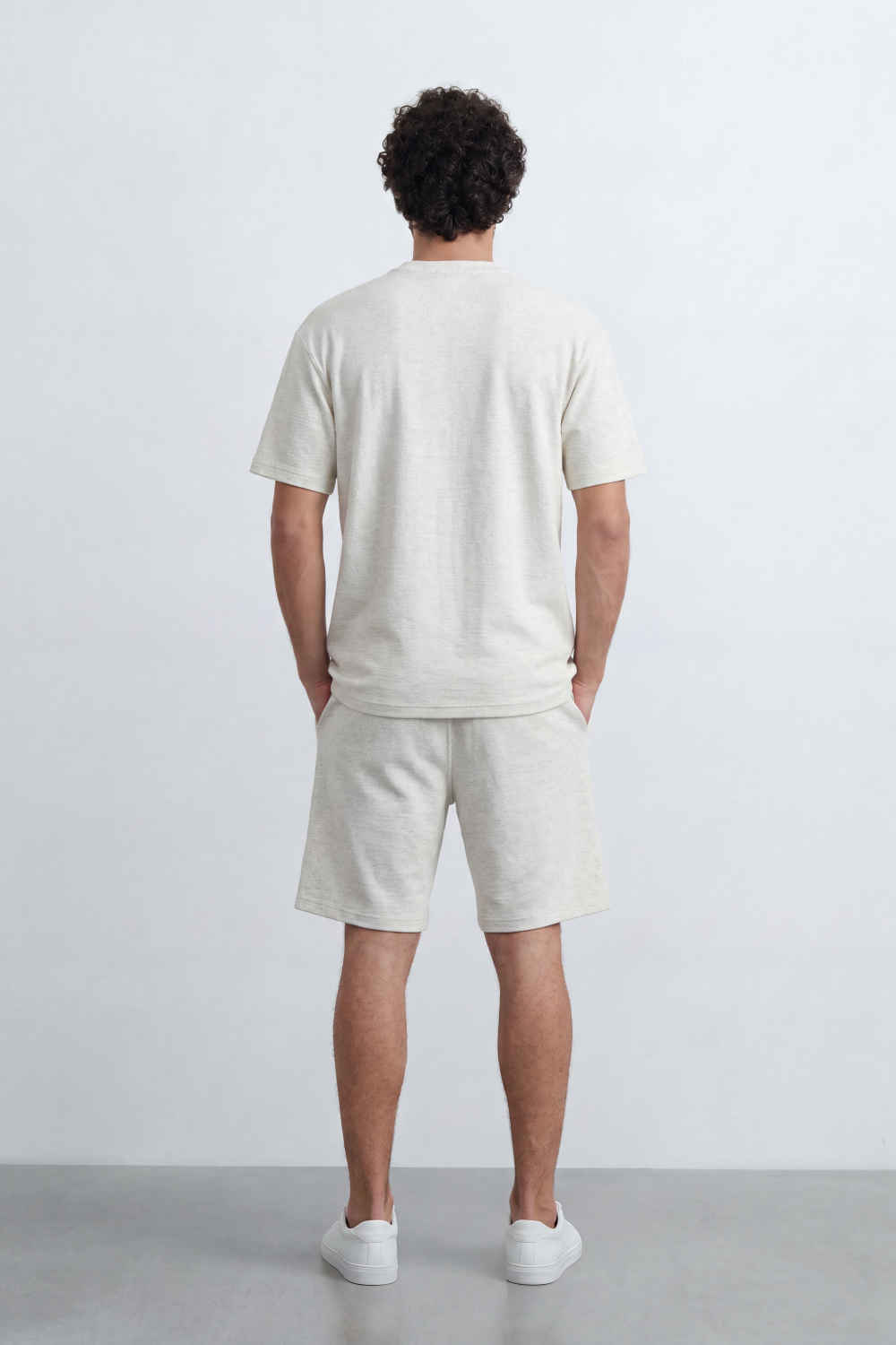 Men’s Tomato Store Nomad Grain Co-Ord Set Hazy Slub Texture Across The Full Look Small Side Label Drawcord Waist Relaxed Outfit