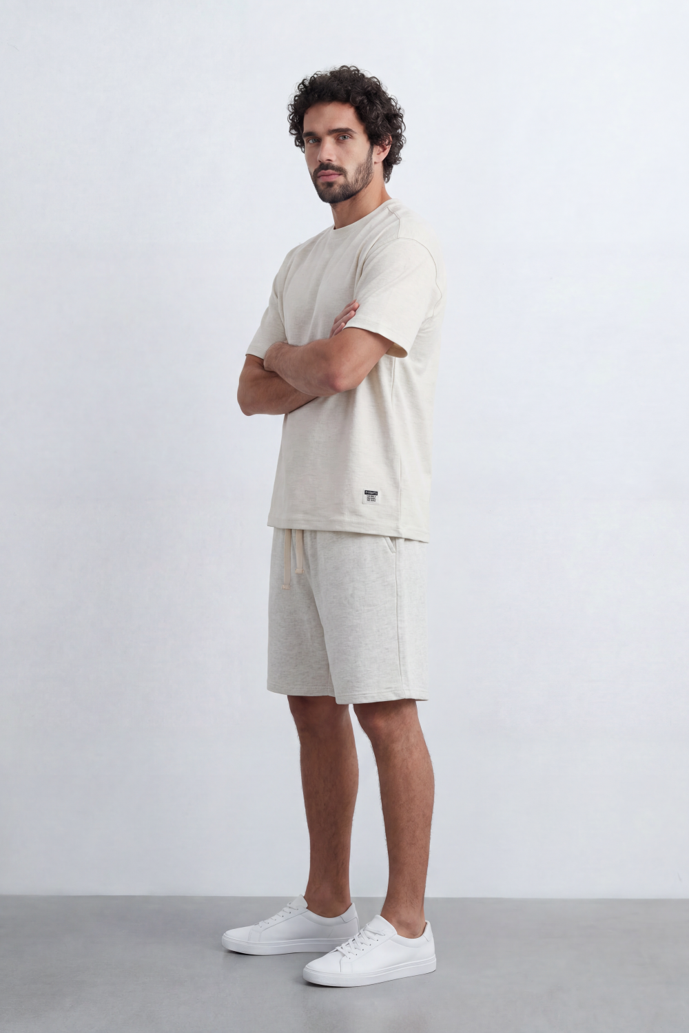 Men’s Tomato Store Nomad Grain Co-Ord Set Hazy Slub Texture Across The Full Look Small Side Label Drawcord Waist Relaxed Outfit