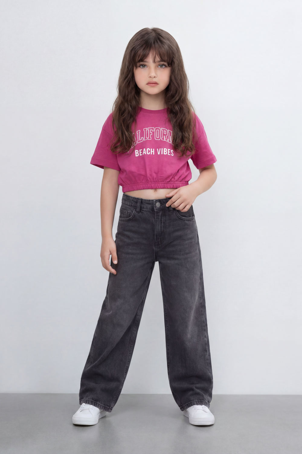 Women’s Tomato Store Cali Beach Cropped T-Shirt Front Collegiate California Typography Beach Vibes Slogan Plain Body Elastic Gathered Hem Slim Fit
