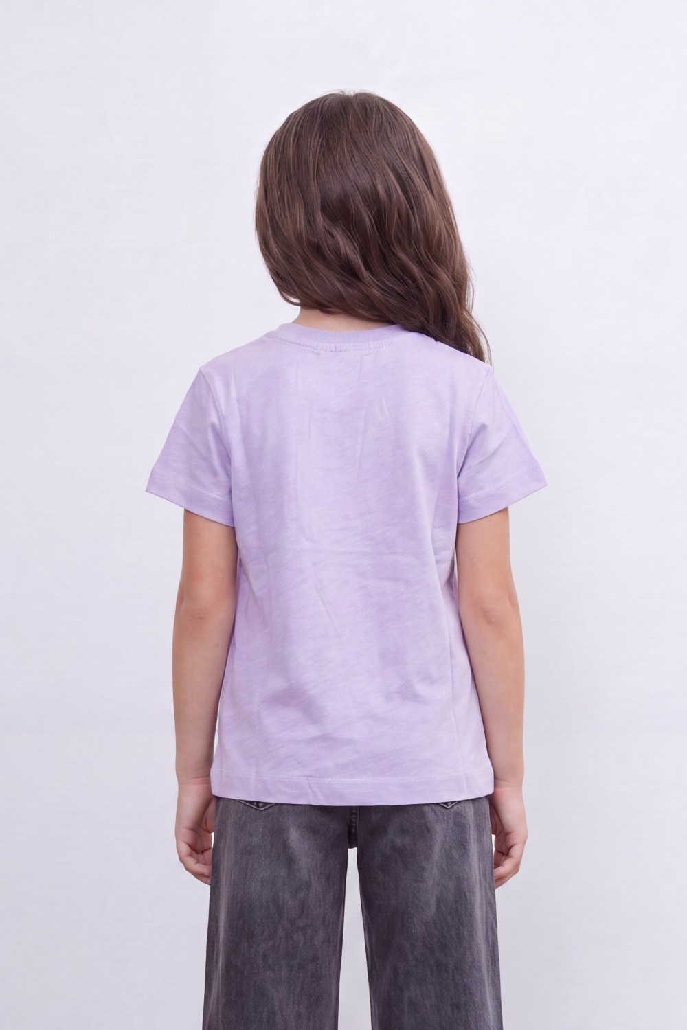 Girl's Tomato Store One Message T-Shirt Faded Tonal Typography Across The Front With Soft Shadow Circle Artwork