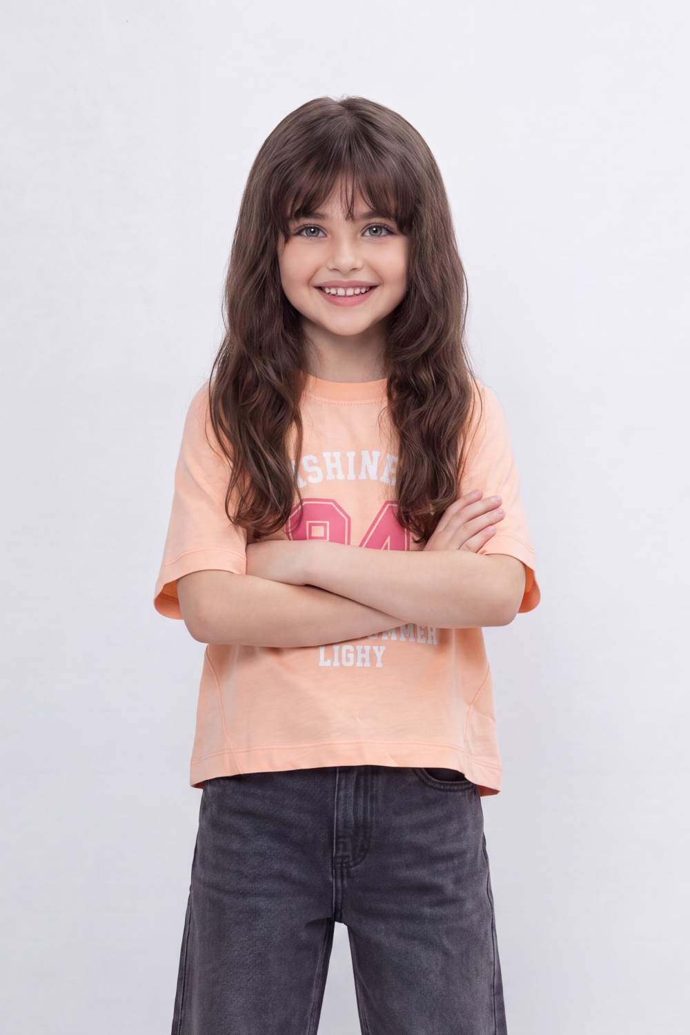 Girl's Tomato Store Sunshine Bay T-Shirt Collegiate Arch Typography Frames A Bold 94 Front Graphic With Bright Summer Slogan