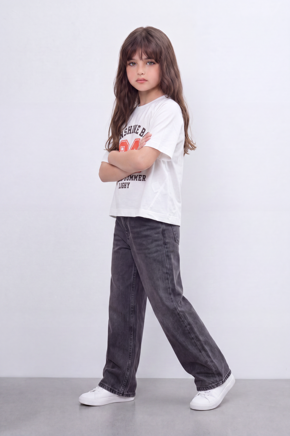 Girl's Tomato Store Sunshine Bay T-Shirt Collegiate Arch Typography Frames A Bold 94 Front Graphic With Bright Summer Slogan