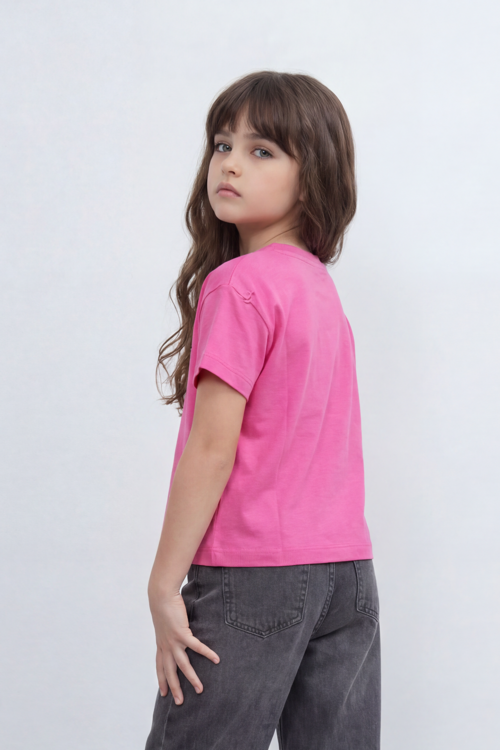 Girls’ Tomato Store Galaxy Buddy T Shirt Front Cartoon Mascot Print With Puffy Shadow Typography 626 Number Detail Star Artwork Plain Slim Fit