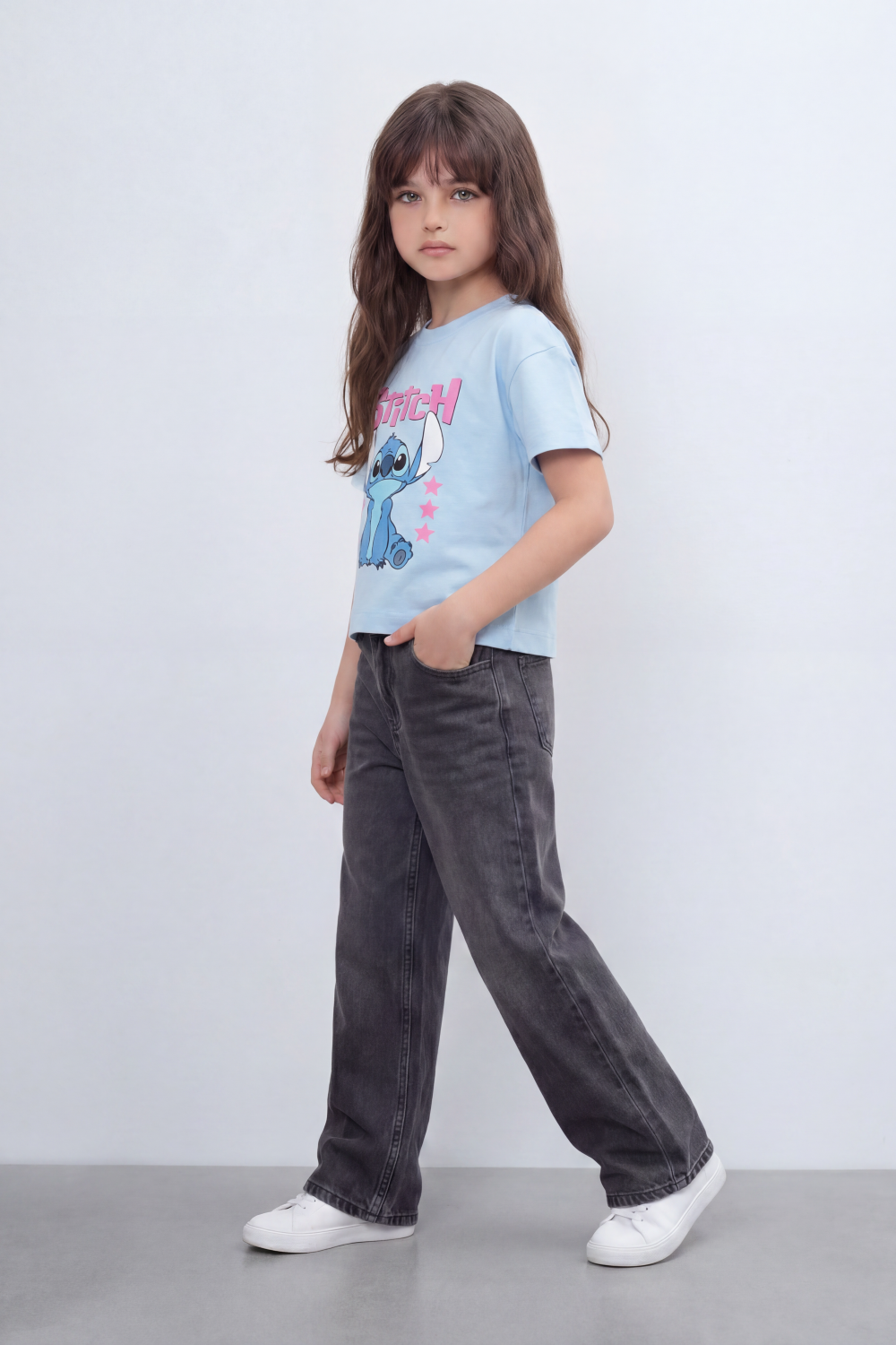 Girls’ Tomato Store Galaxy Buddy T Shirt Front Cartoon Mascot Print With Puffy Shadow Typography 626 Number Detail Star Artwork Plain Slim Fit