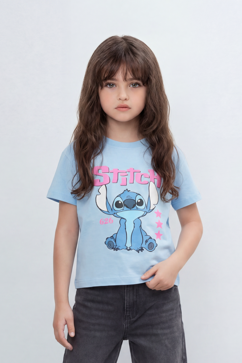 Girls’ Tomato Store Galaxy Buddy T Shirt Front Cartoon Mascot Print With Puffy Shadow Typography 626 Number Detail Star Artwork Plain Slim Fit