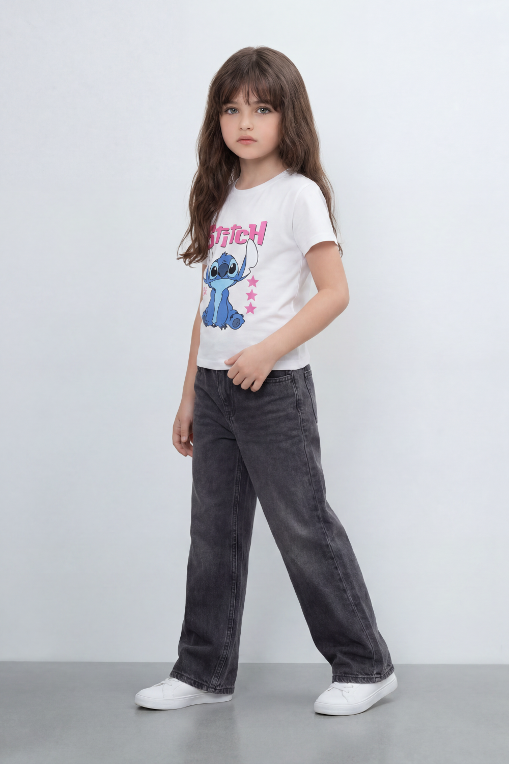 Girls’ Tomato Store Galaxy Buddy T Shirt Front Cartoon Mascot Print With Puffy Shadow Typography 626 Number Detail Star Artwork Plain Slim Fit