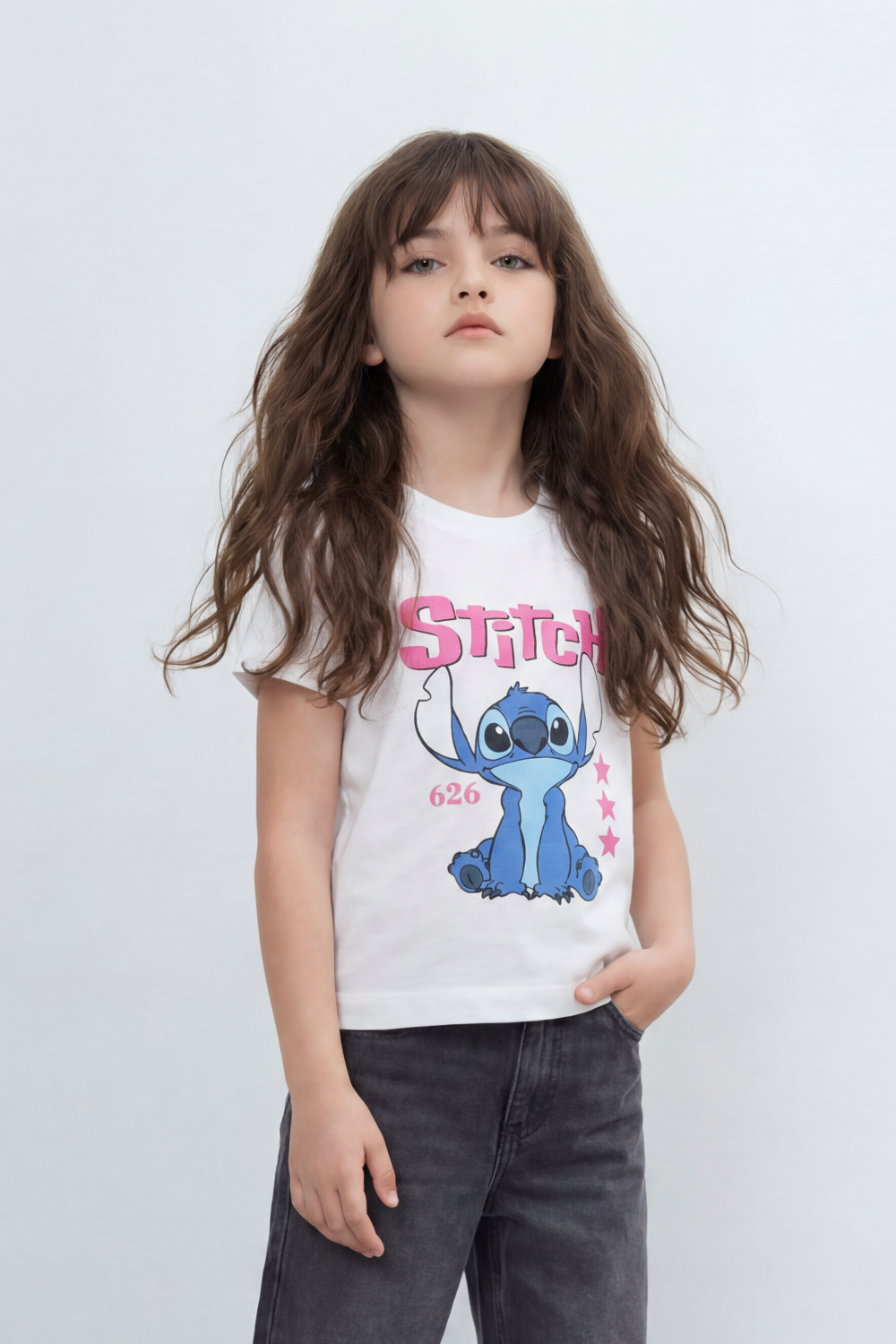 Girls’ Tomato Store Galaxy Buddy T Shirt Front Cartoon Mascot Print With Puffy Shadow Typography 626 Number Detail Star Artwork Plain Slim Fit