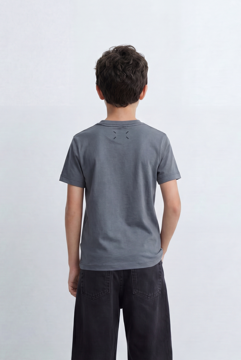 Boy's Graphic T-Shirt Featuring Clean Numeric Inspired Front Print Detailed Shoulder Stitching