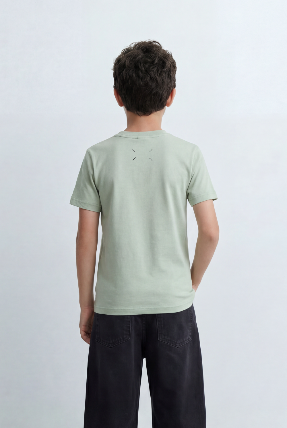 Boy's Graphic T-Shirt Featuring Clean Numeric Inspired Front Print Detailed Shoulder Stitching