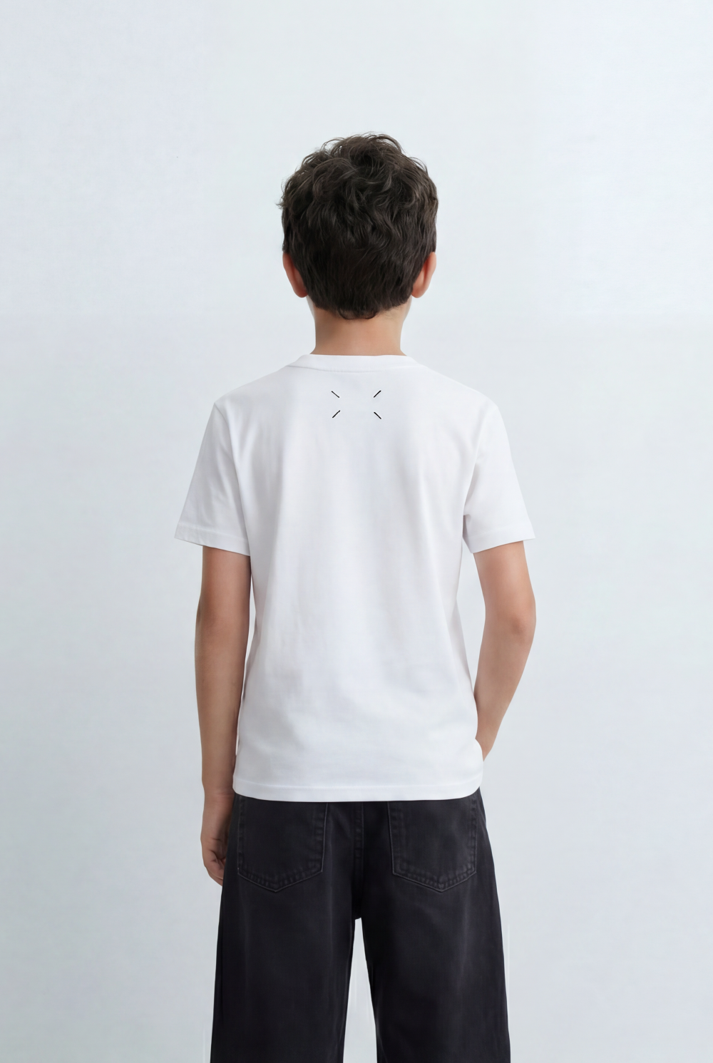 Boy's Graphic T-Shirt Featuring Clean Numeric Inspired Front Print Detailed Shoulder Stitching