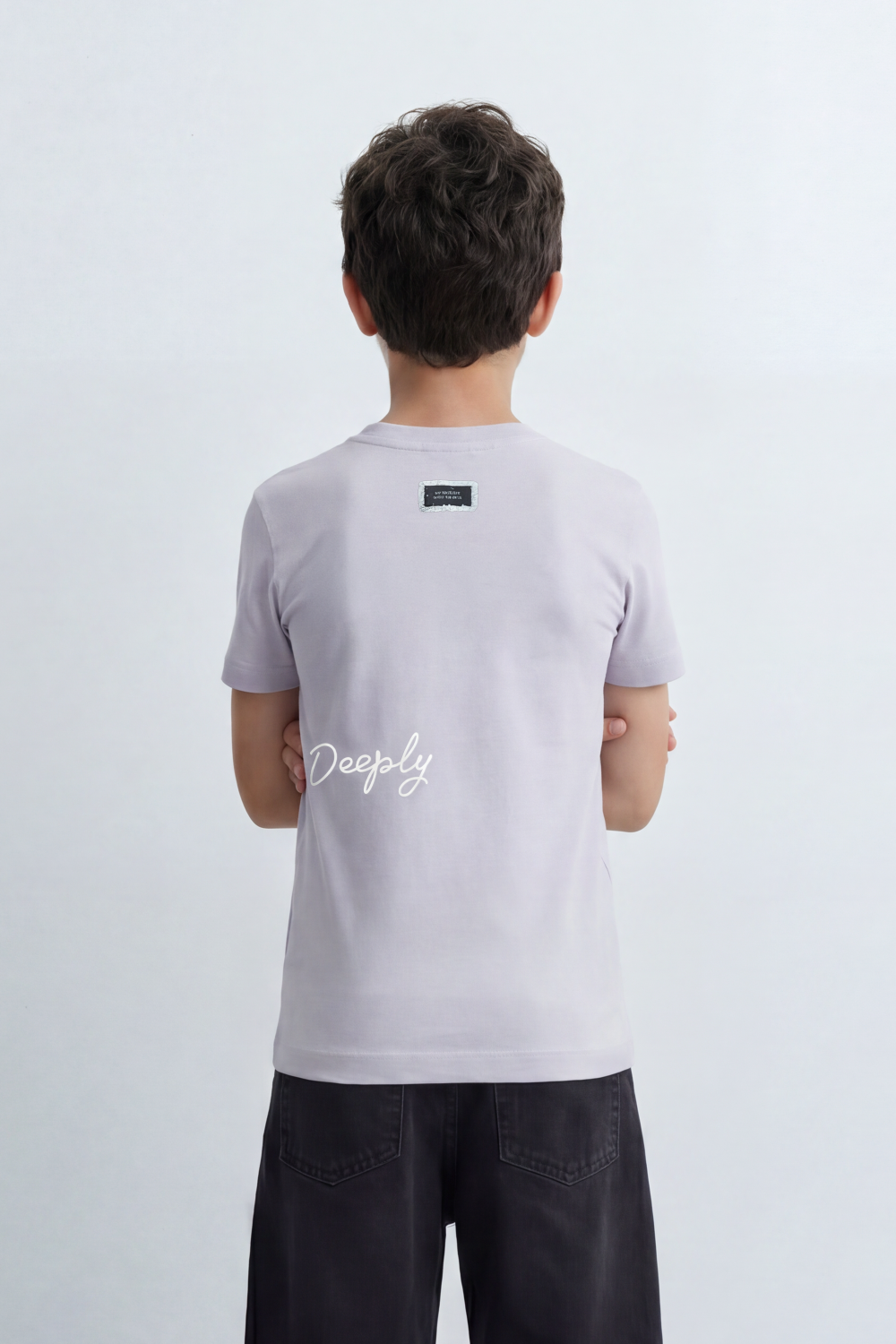 Boy's Tomato Store Breathe Deeply T-Shirt Knit Fabric Featuring Front Script Typography Print Lower Back Script Slim Fit
