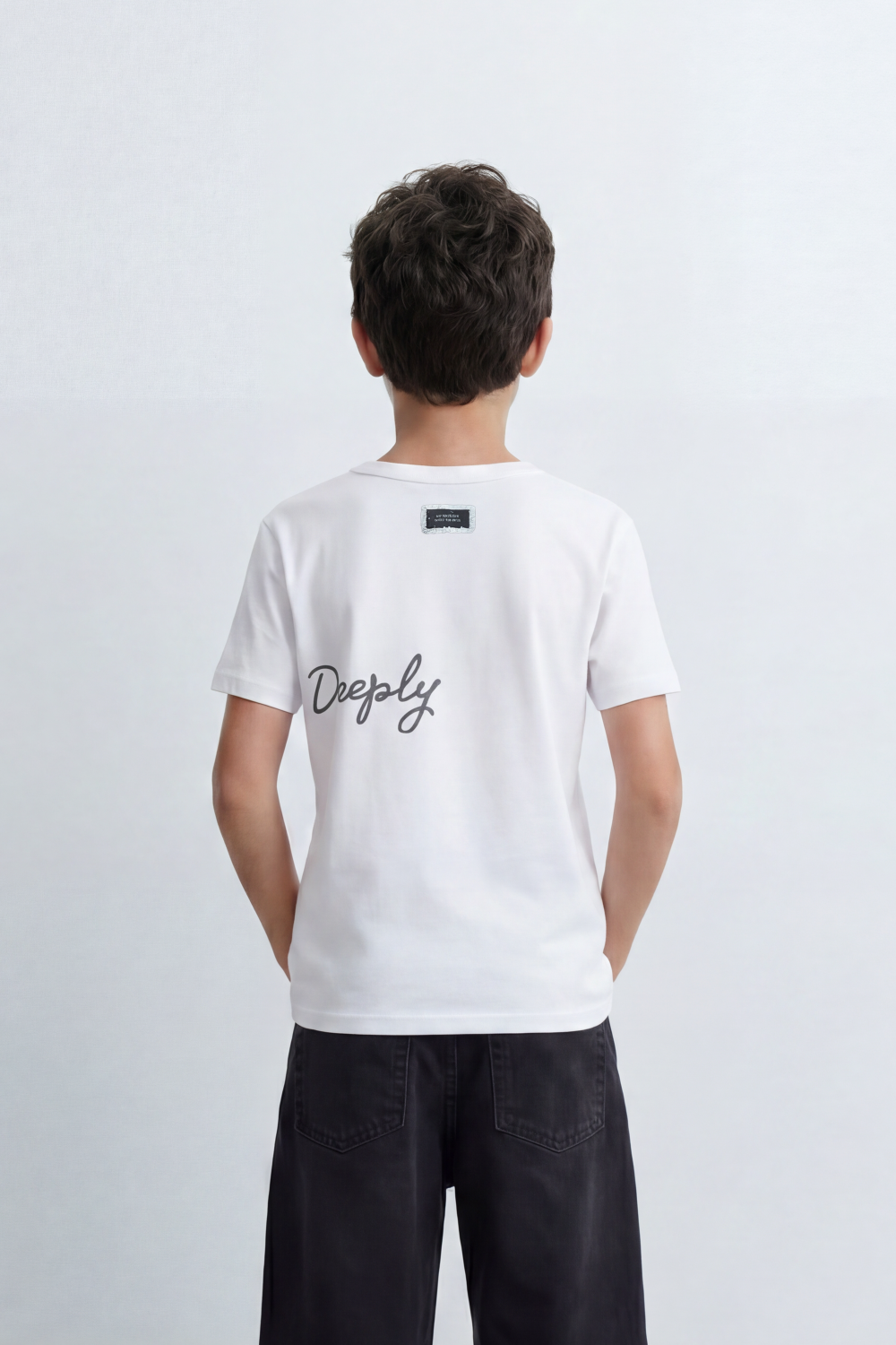 Boy's Tomato Store Breathe Deeply T-Shirt Knit Fabric Featuring Front Script Typography Print Lower Back Script Slim Fit