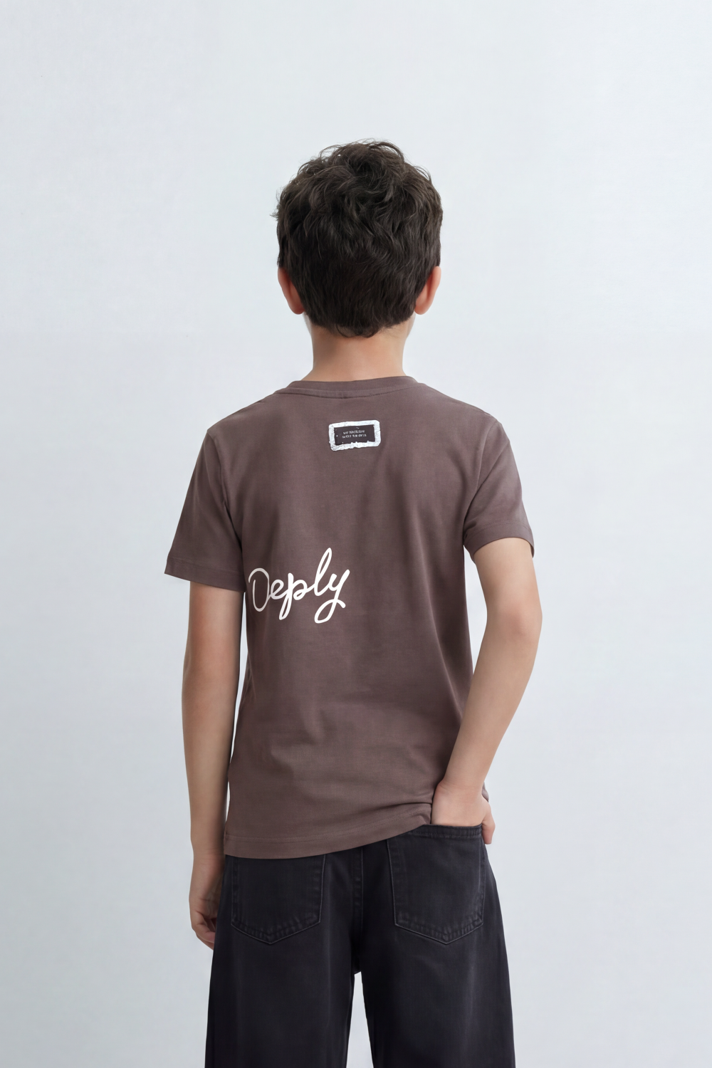 Boy's Tomato Store Breathe Deeply T-Shirt Knit Fabric Featuring Front Script Typography Print Lower Back Script Slim Fit