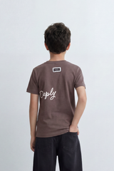 Boy's Tomato Store Breathe Deeply T-Shirt Knit Fabric Featuring Front Script Typography Print Lower Back Script Slim Fit