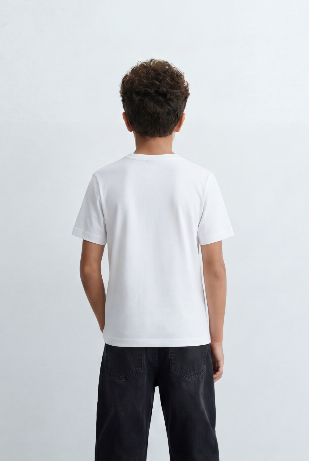 Boy's Tomato Store Minimal Contrast Trim T-Shirt Clean Athletic Inspired Design Shoulder Piping Detail