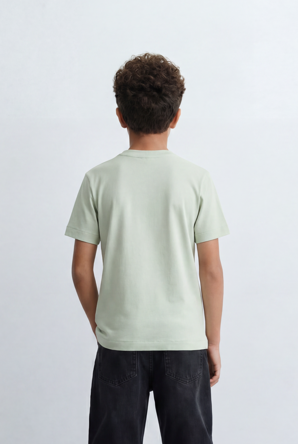 Boy's Tomato Store Minimal Contrast Trim T-Shirt Clean Athletic Inspired Design Shoulder Piping Detail