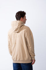 Men's Kangaroo Pockets Long Sleeves With Warp-Around Puff Text Print Comfy Regular Fit Hood Melton Sweatshirt