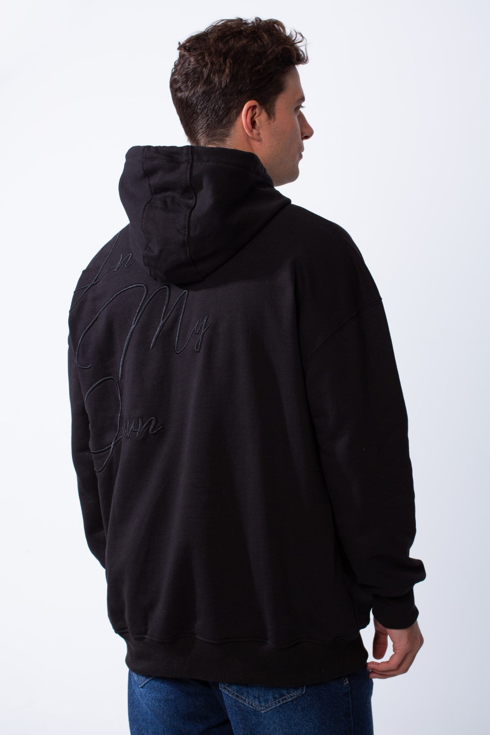 Men's Kangaroo Pockets Long Sleeves With Warp-Around Puff Text Print Comfy Regular Fit Hood Melton Sweatshirt