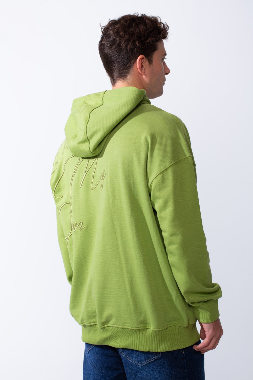 Men's Kangaroo Pockets Long Sleeves With Warp-Around Puff Text Print Comfy Regular Fit Hood Melton Sweatshirt
