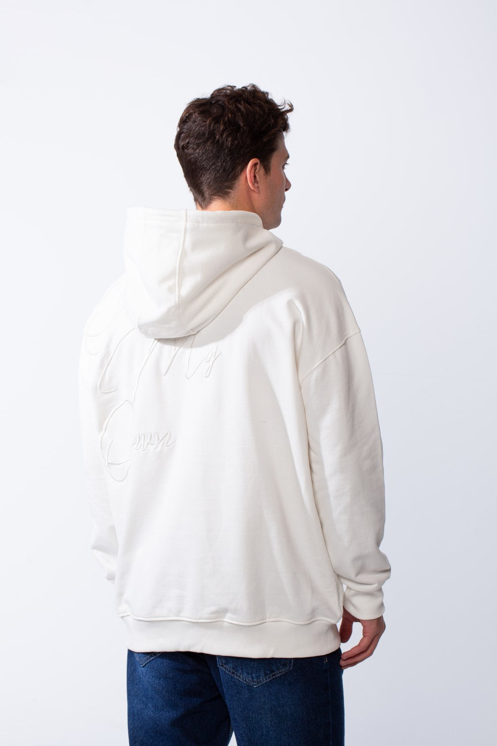 Men's Kangaroo Pockets Long Sleeves With Warp-Around Puff Text Print Comfy Regular Fit Hood Melton Sweatshirt